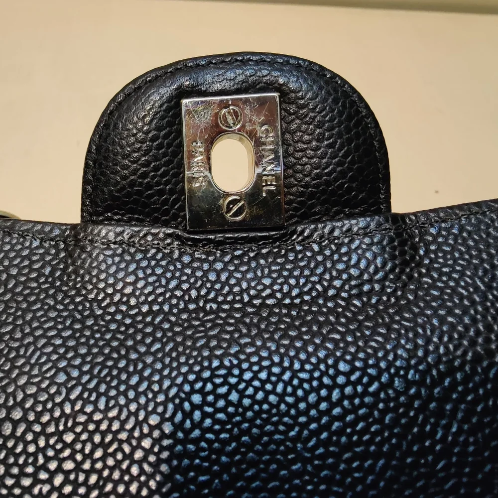 Chanel Black Quilted Caviar Medium Classic Double Flap - 15944875 serial number - Picture 9 of 16